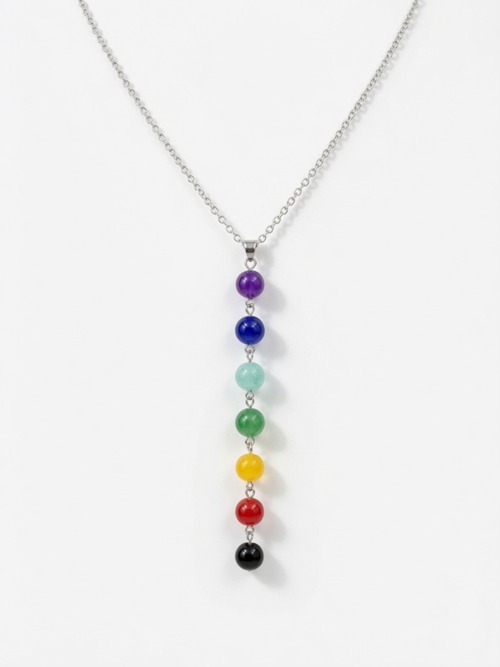 Chakra Inspired Rainbow Dyed Agate Pendant Necklace